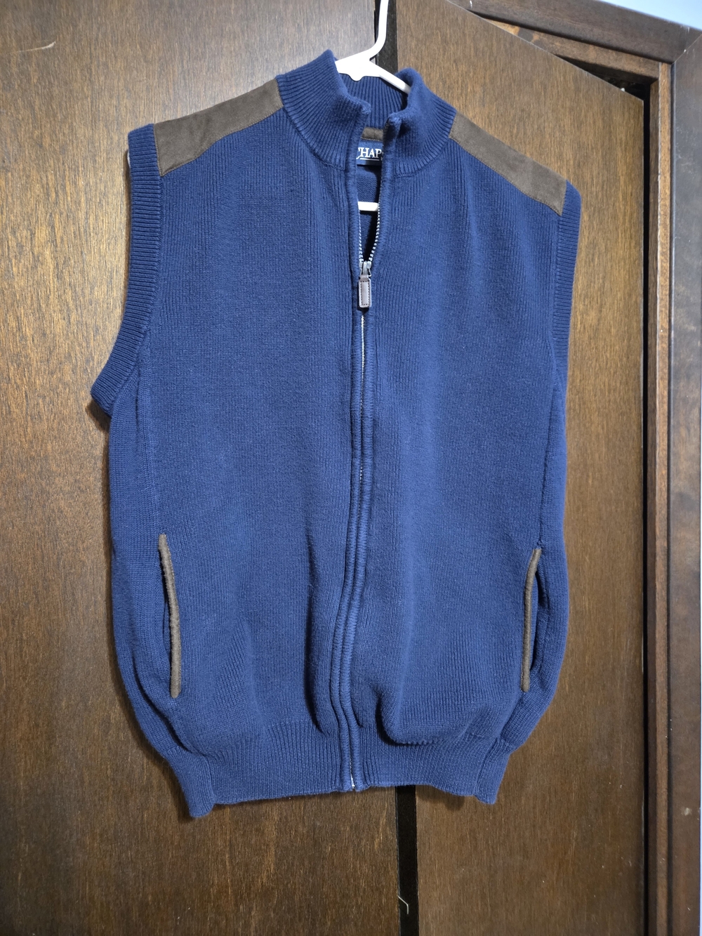 Chaps Men's Navy Zip-Front Knit Vest